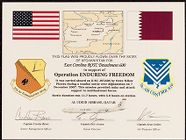 Certificate of flag flown over Afghanistan